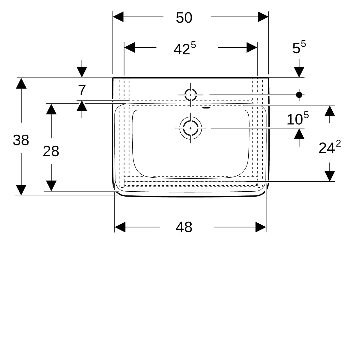 Geberit Renova Plan Set HWB mit US, 1 Tür 50x69,7x38cm, Eiche natur