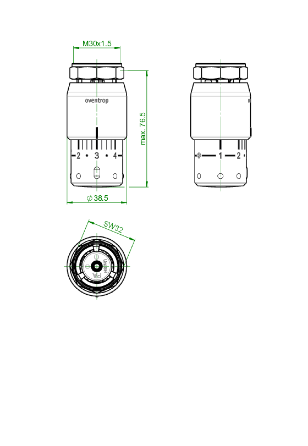 OVENTROP-Thermostat "Uni SH" 7-28 C, 0 * 1-5, Flüssig-Fühler, weiß