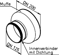 Helios IP-ARZ 200/125 Muffe DN200 a. Stutzen DN125 m. Dichtung