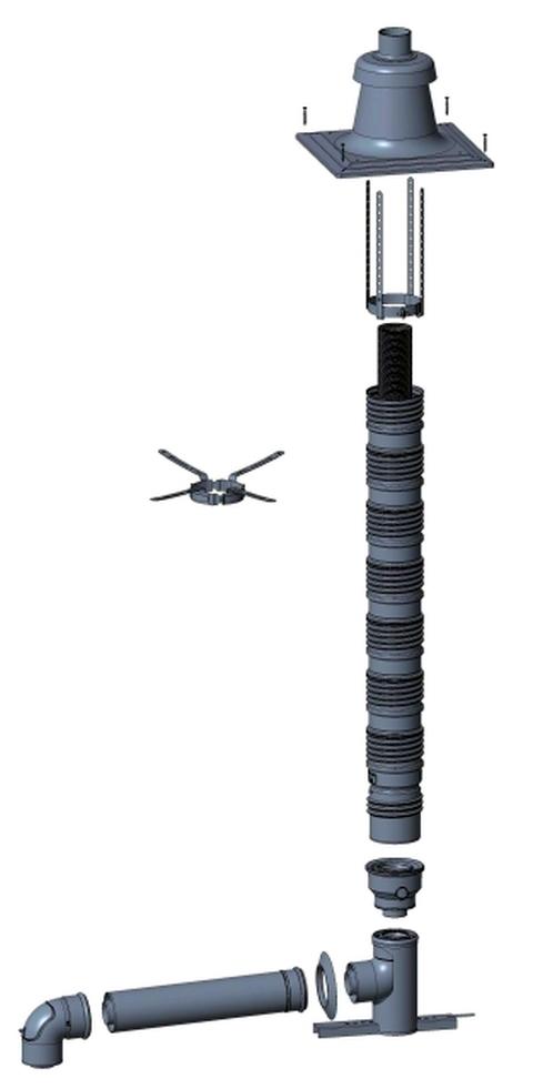 Wolf Anschluss-Set DN60/100 - C33x DN83/125 flex. im Schacht, Abdeckung PP Wolf Anschluss-Set DN60/100 - C33x DN83/125 flex. im Schacht, Abdeckung PP
