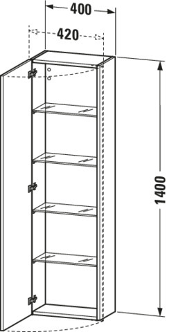 Duravit Hochschrank DuraStyle 240x400x1400mm 1Tür,TA links,betongrau m./betongrau m.