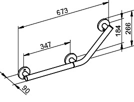 KEUCO Winkelgriff Plan Care 34907, 135 Gr rechts, silber-eloxiert, 673/266 mm