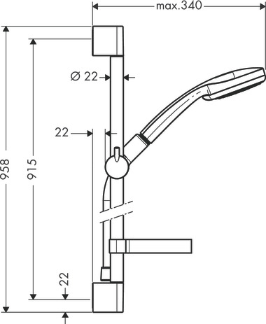Hansgrohe Brausenset Croma 100 Vario EcoSmart/ Unica'C 900mm chr.m.Cassetta Seifensch. Hansgrohe Brausenset Croma 100 Vario EcoSmart/ Unica'C 900mm chr.m.Cassetta Seifensch.