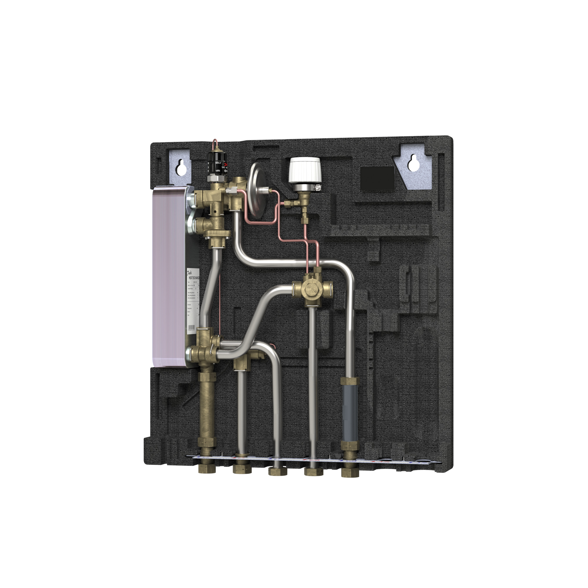 Danfoss Wohnungsstation Evoflat WSS 2 ohne Heizung, 49kW, Dämmhaube, Zirku