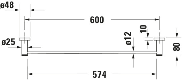 DU D-Code HTH, Arme 1 648x80x48 mm, Chrom