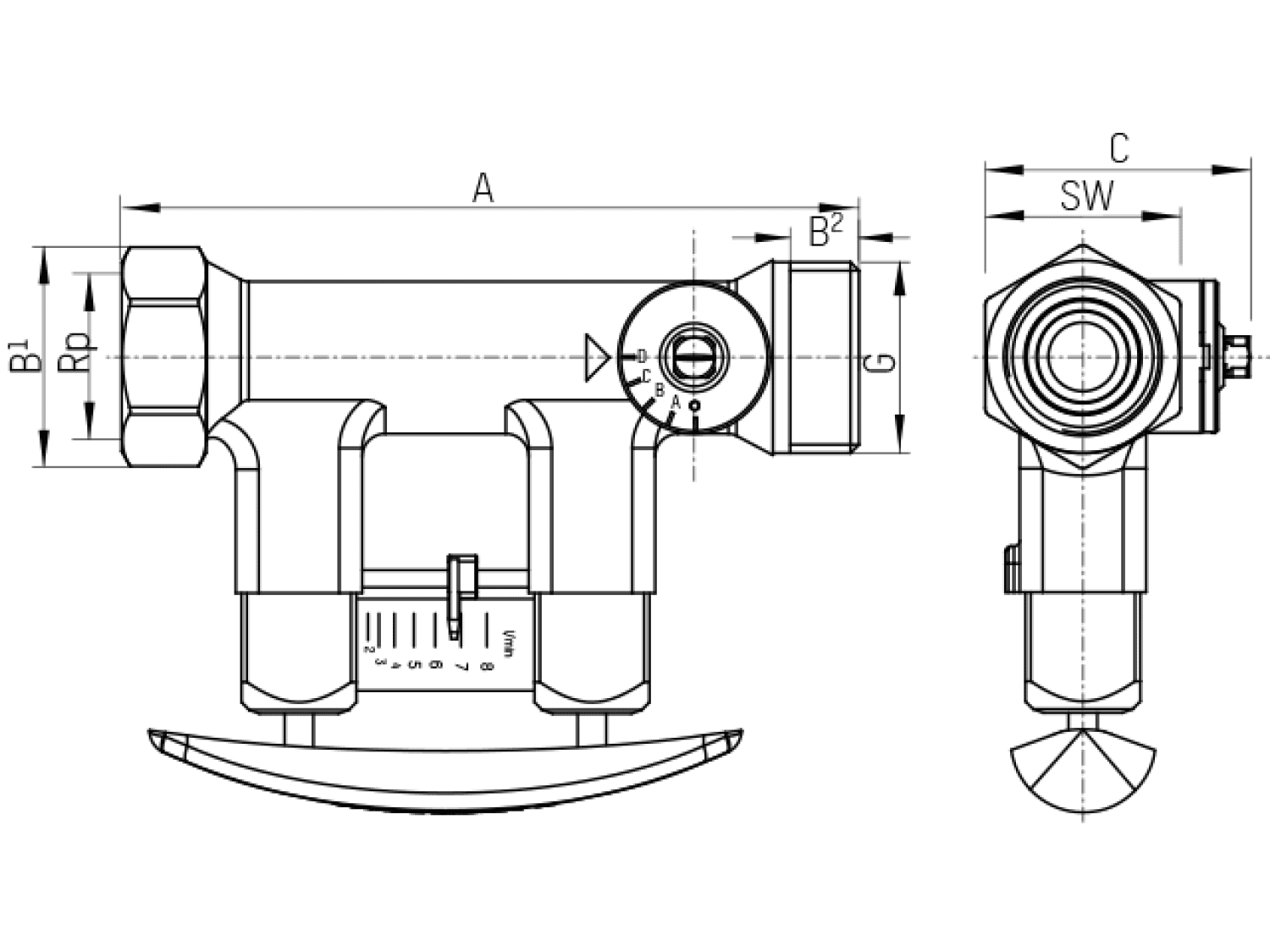 Taconova Regulierventil SETTER Bypass SD DN25 1x1" 6-20l/min, 223.2460.000
