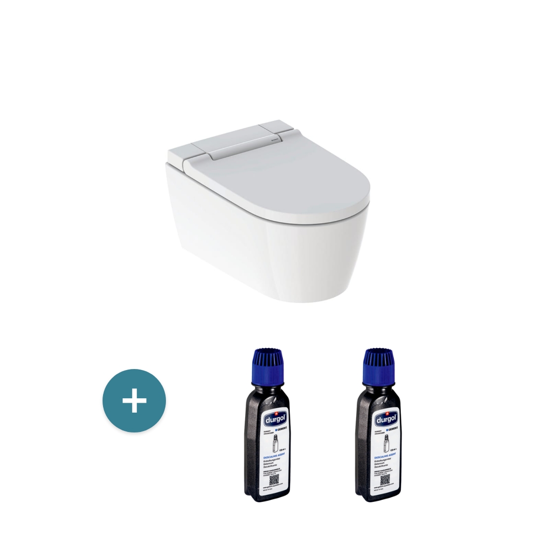 Geberit WC-Komplettanlage Wand-WC AquaClean Sela weiß/alpin + Geberit Entkalkungsmittel für AquaClean 125ml