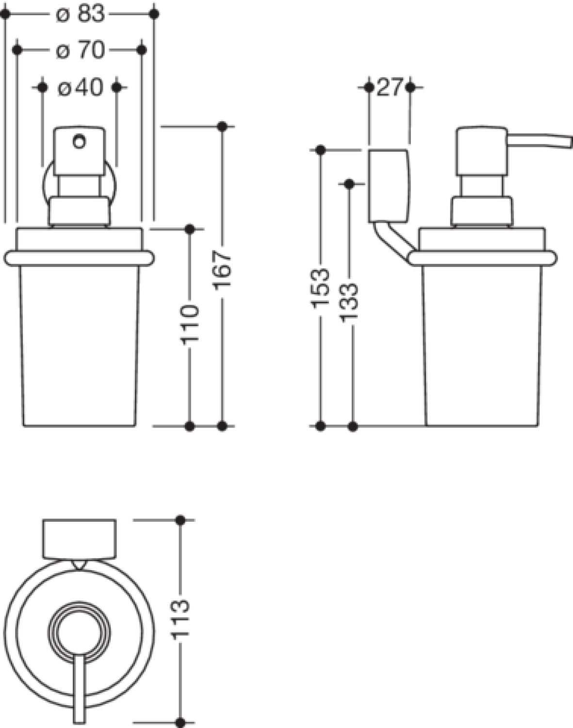 HEWI Seifensp., Glas m. Halter Sys 815, Edelstahl verchromt, Glas satiniert