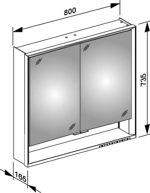 KEUCO SPS Royal Lumos 14302, VB Hzg. 800x735x165mm si.-elox.
