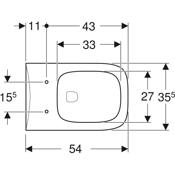 Geberit Renova Plan Wand-WC Tiefspüler Rimfree, weiß