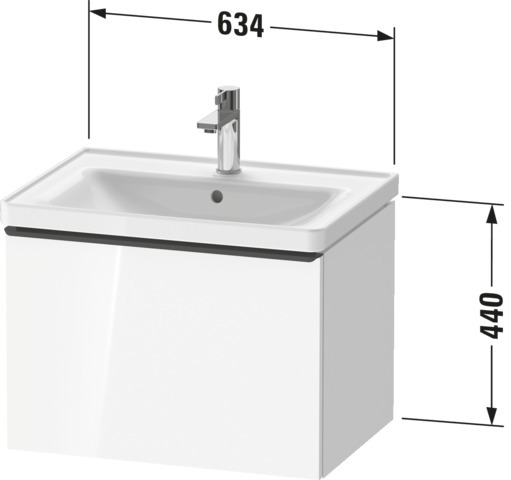 Duravit D-Neo WTU,Wdh,Ausz:1,Griff:Bronze Geb 634x452x440mm,Betongrau Matt,Dekor