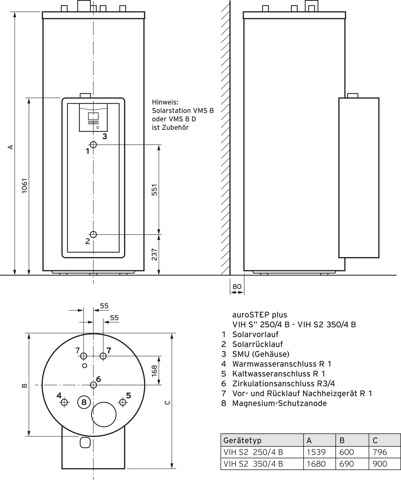 Vaillant bivalenter Warmwasserspeicher mit solarer Anbindung VIH S2 350/4 B