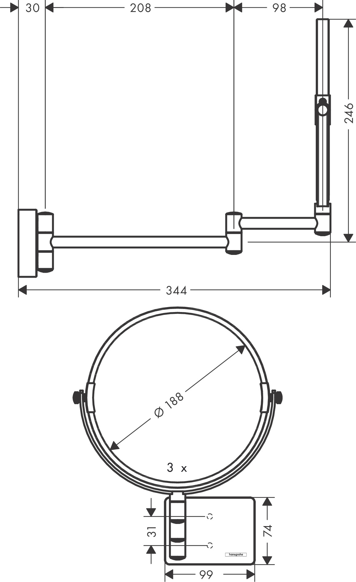 Hansgrohe Rasierspiegel AddStoris chrom 