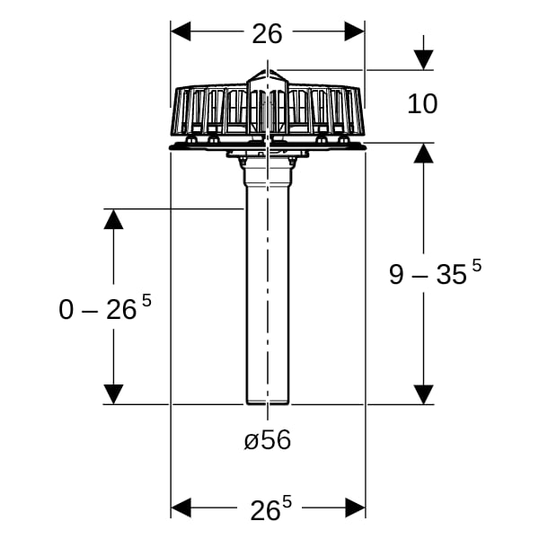 Geberit Pluvia Dachwassereinlauf mit Flansch, für Rinnen, d56, 12l/s