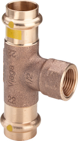 Viega T-Stück mit SC Profipress G 2617.2 für Gas in 22mm x Rp1/2 x 22mm Rotguss