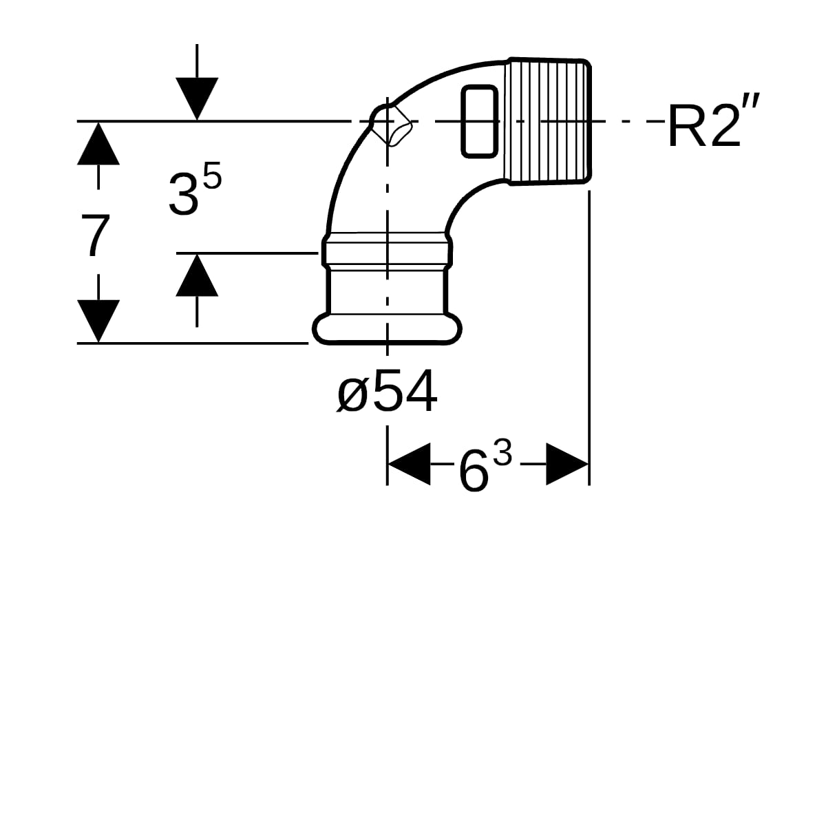 Geberit Mapress Kupfer Übergangswinkel 90Gr mit AG Rg d54-R2