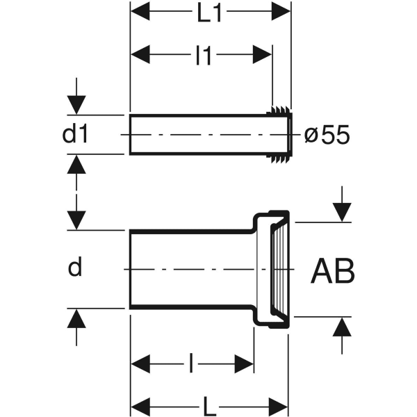 Geberit Anschlussset für Wand-WC PE L:18,5 cm