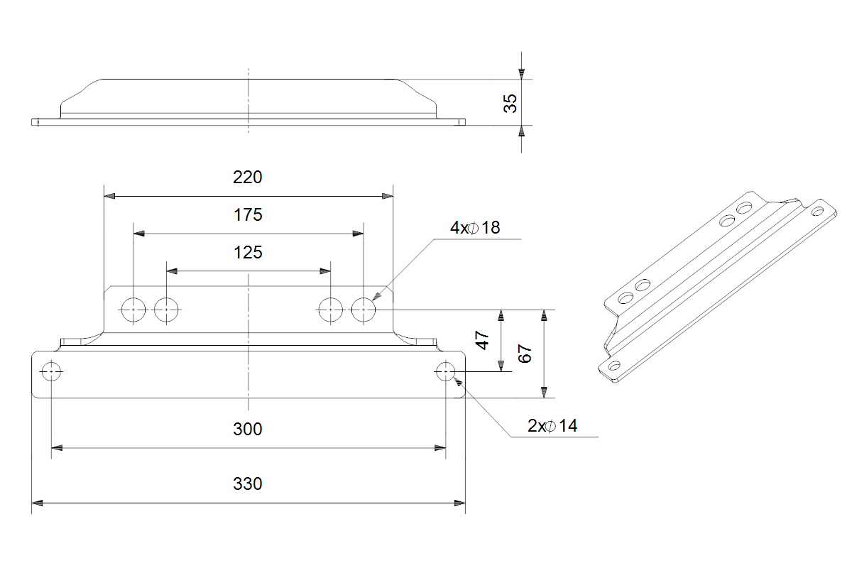 GRUNDFOS Zubehör für Trockenläuferpumpen Kit Grundplatte TPED2/3 175(125) 4xM16