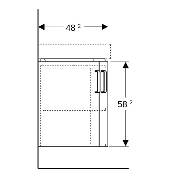Geberit Renova Compact US 69cm für Eck-WT 69,5cm, mit 2 Türen, 69x60,4x55cm, hgrau