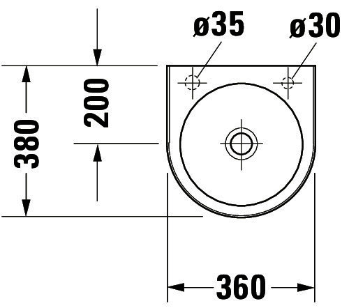 DU Handwaschbecken Architec 360 mm o.ÜL, m.HLB, HL rechts, weiß