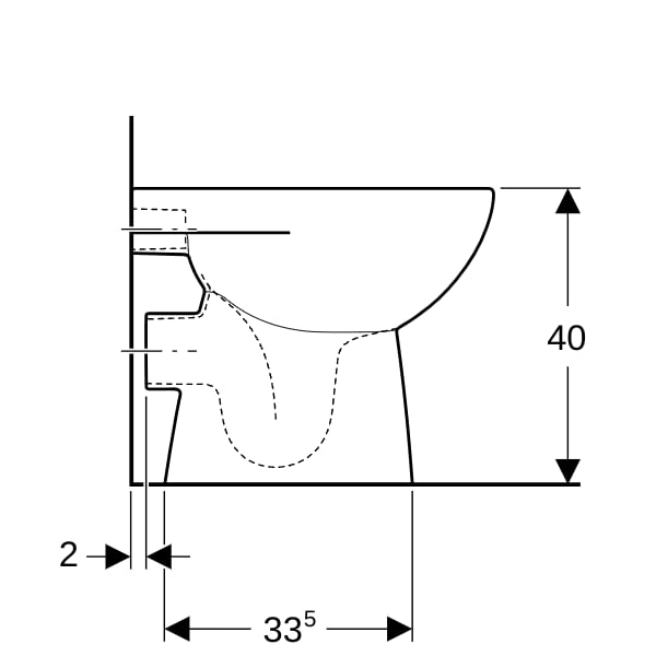 Geberit Renova Stand-WC Tiefspüler, Abg.horiz teilgeschl.Form, T:49cm, weiß