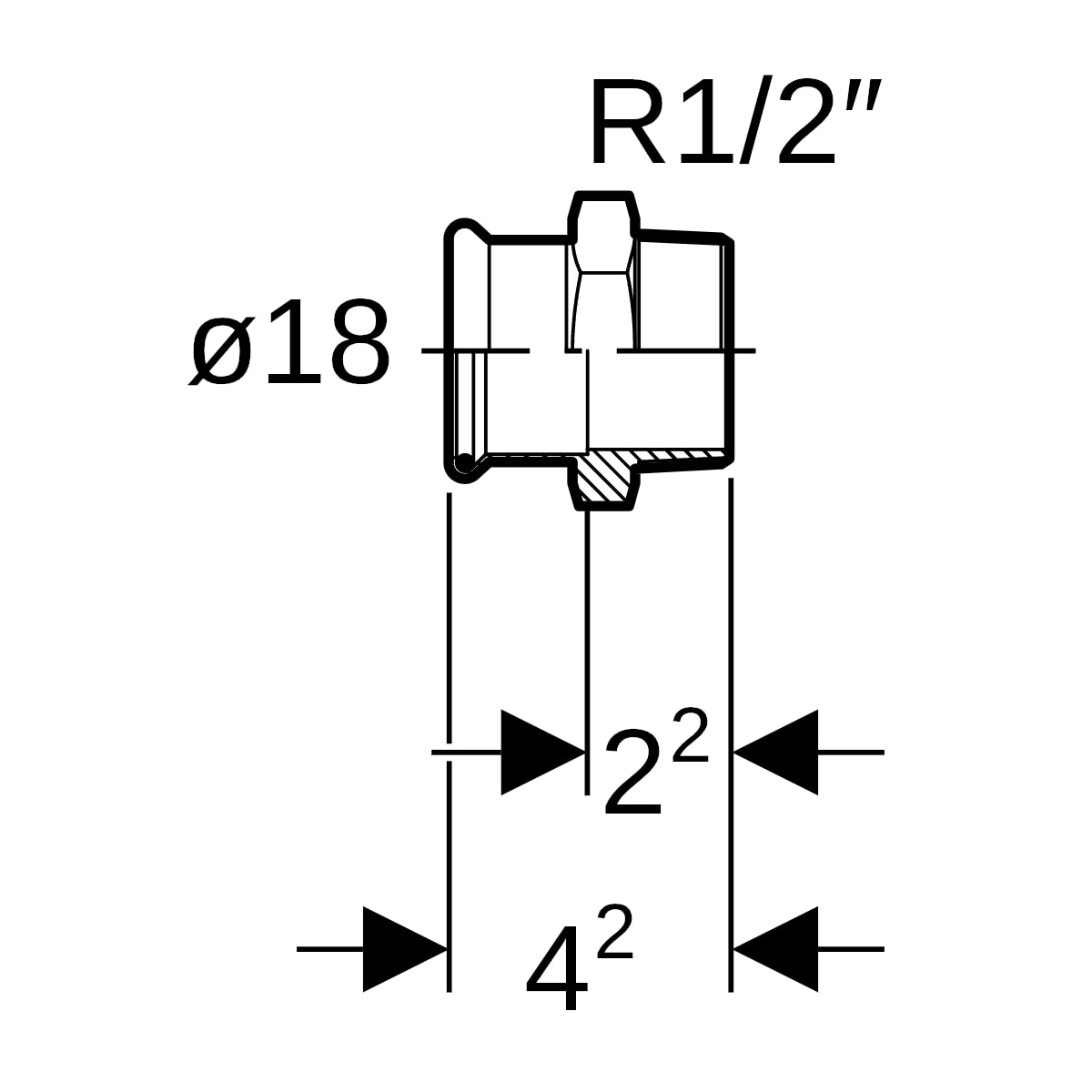 Geberit Mapress Edelstahl Übergang mit AG d18-R1/2