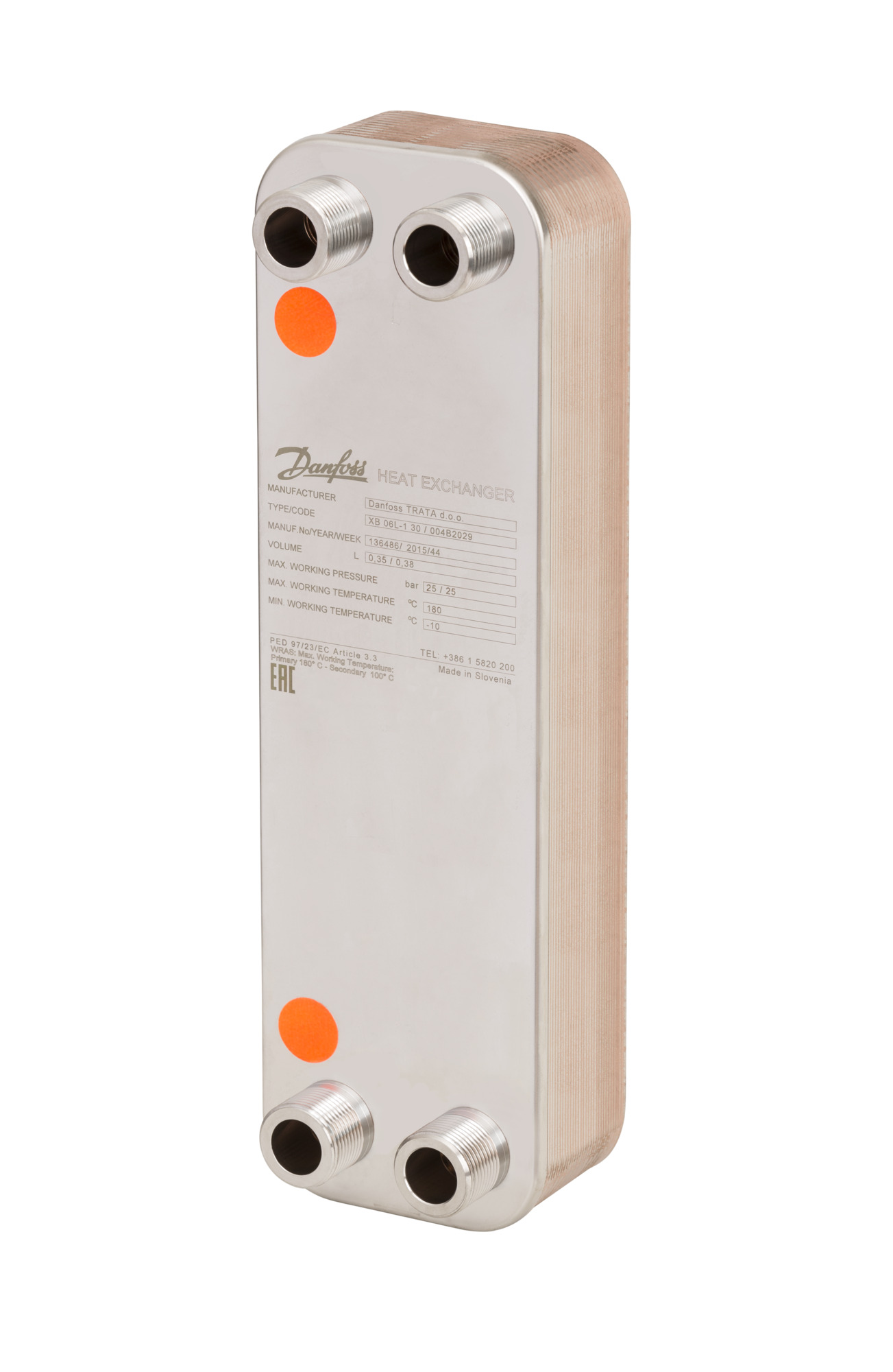 Danfoss gelöteter Wärmeübertrager MPHE XB 06H+-1 30 PN25 G 3/4 A x 20mm