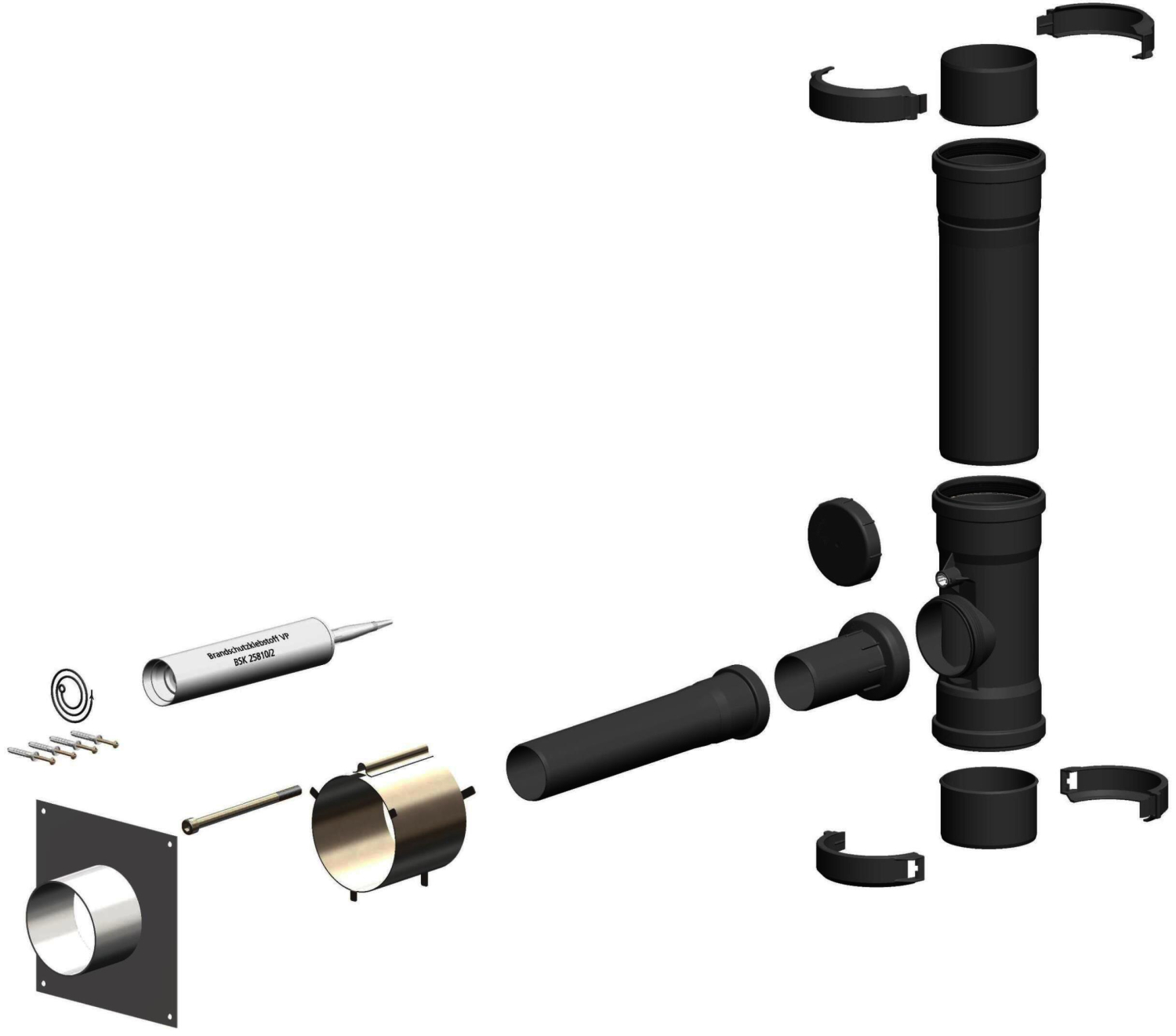 MHG Anschluss-Set  DN 60/100 - DN 100 Mehrfachbelegung