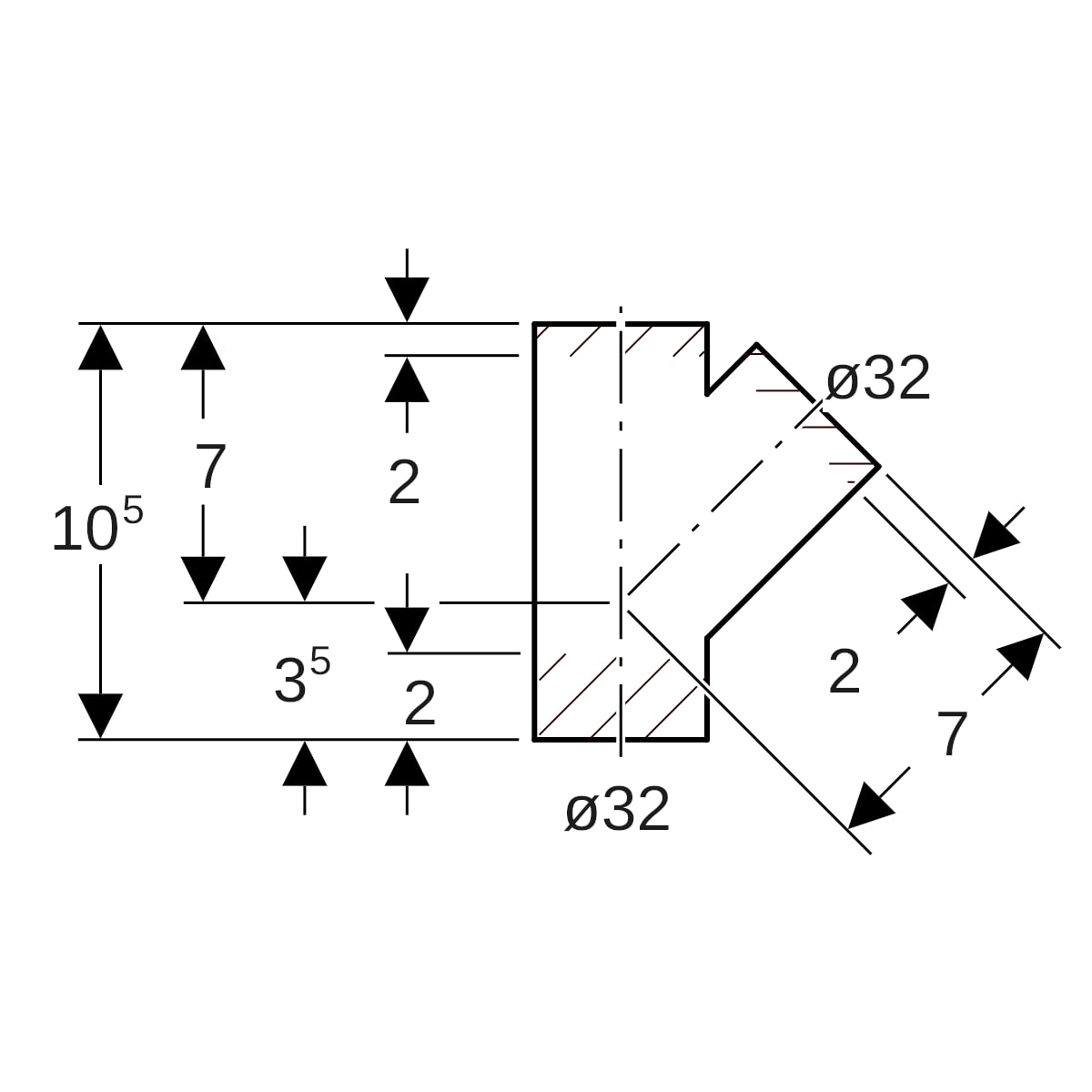Geberit PE Abzweig 45Gr d32/32