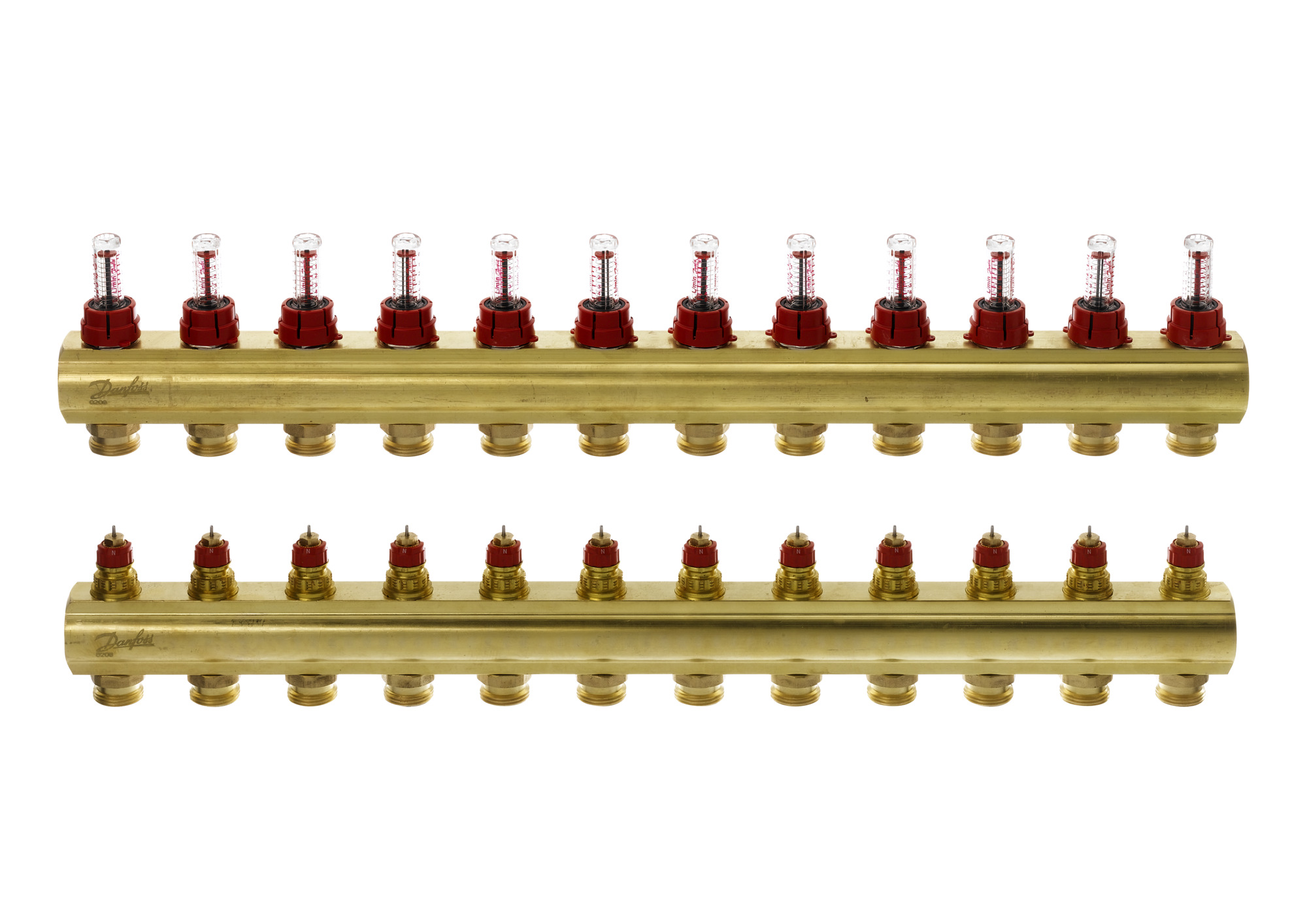 Danfoss FBH-Verteiler FHF-12F 12 Kreise, mit Durchflussanzeige Danfoss FBH-Verteiler FHF-12F 12 Kreise, mit Durchflussanzeige