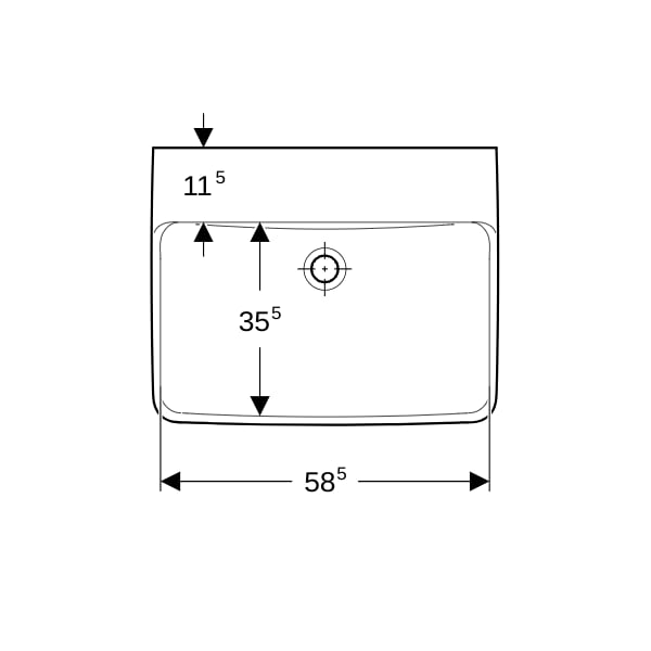 Geberit Renova Plan Waschtisch, 60x48cm o. Hl., o. Ül., weiß, KeraTect