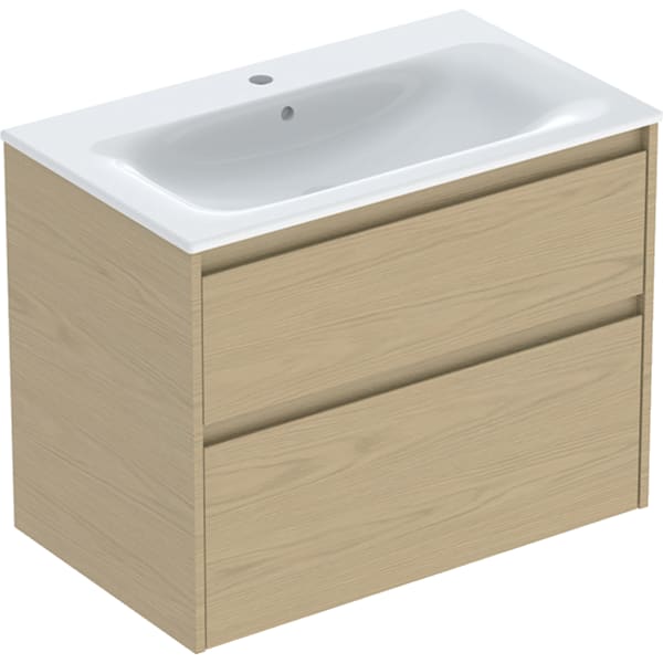 Geberit Renova Plan Set MWT mit US, 2 Schubl. 80x62,1x48cm, Eiche natur