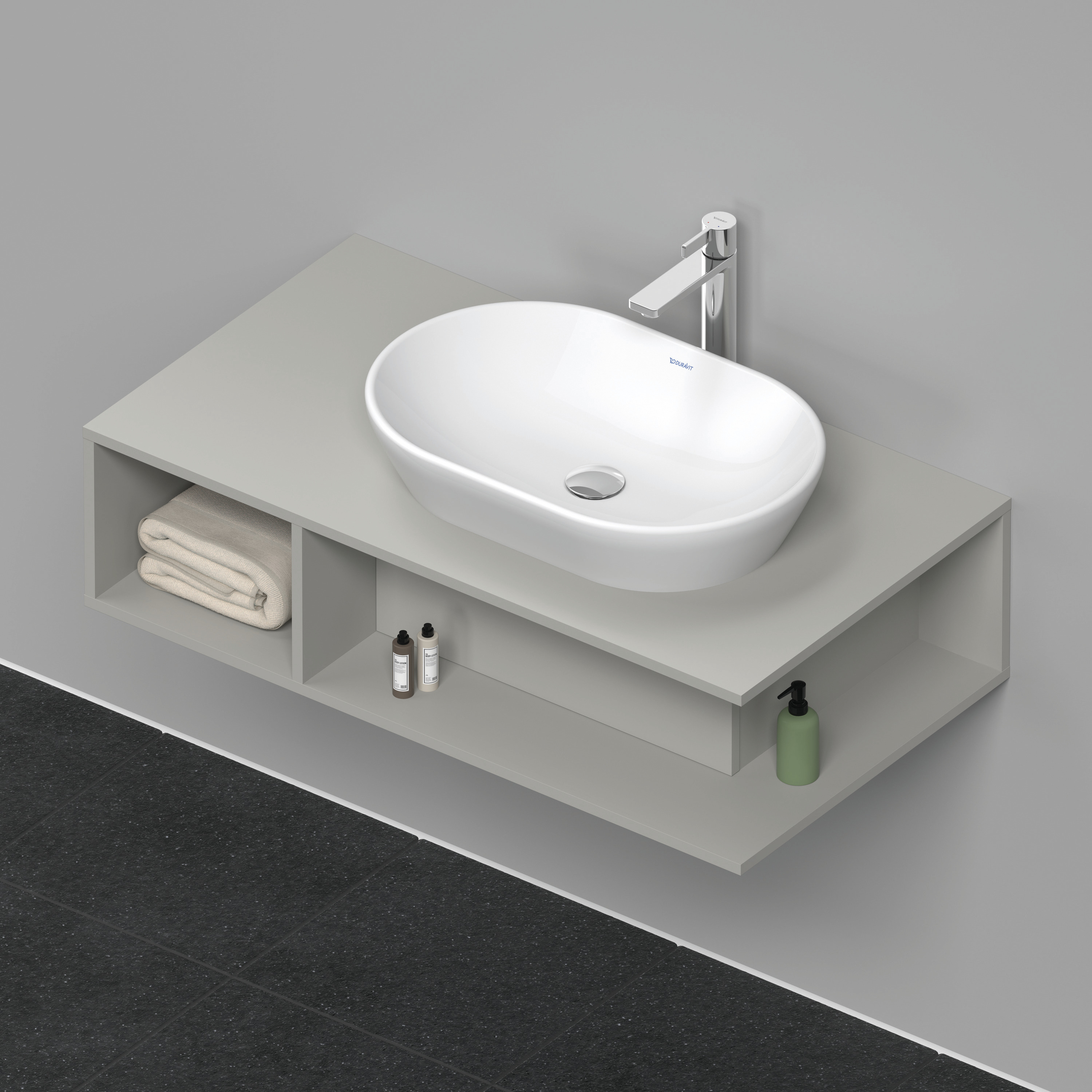 Duravit D-Neo WTU wandh.,1 offenes Fach l., 260x1000x550mm, Betongrau Matt