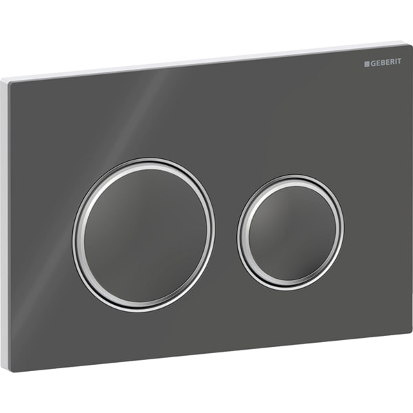 Geberit Sigma50 BetPl., rund, 2-Mengen-Sp. chrom glänzend / lava, Glas