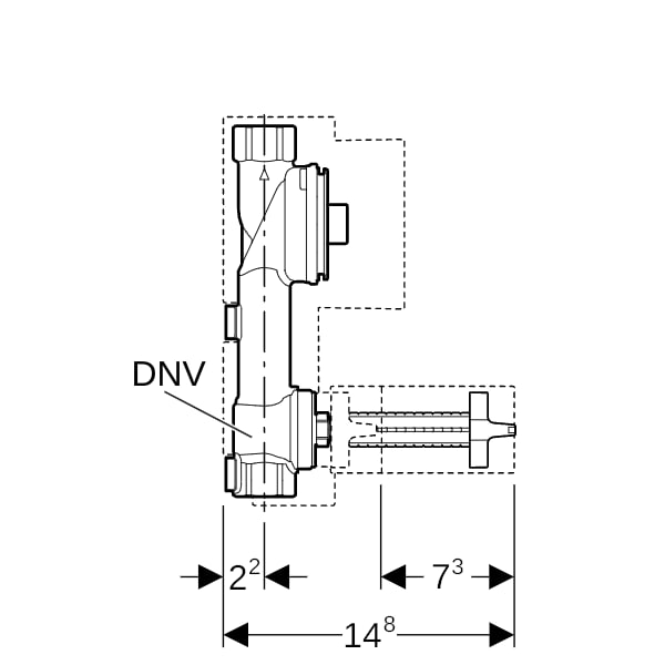 Geberit Wasserzählerstrecke mit UP-Kugelhahn Rp3/4"