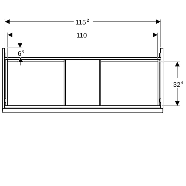 Geberit Acanto US für WT B:120cm, 1 Schubl. 1 i.Schubl., lava matt/Glas lava