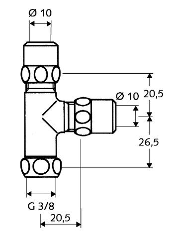 SCHELL T-Stück bewegliche Überwurfmutter, 3/8", chrom
