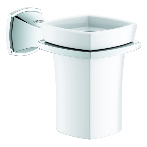 GROHE Halter Grandera 40626 mit Keramik- Mundspülglas weiß/chrom