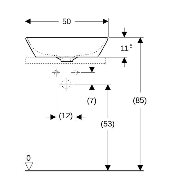 Geberit ONE AS-WT, Schalenform, 50x42,5 cm m. Hl., o. Ül., weiß, KeraTect