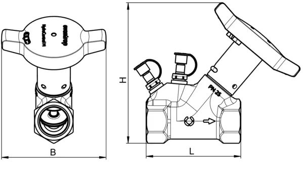 Oventrop-Strangreg.vent. HydroControl M PN25 DN40, Rp1 1/2 IG, HydroPort, EZB Oventrop-Strangreg.vent. HydroControl M PN25 DN40, Rp1 1/2 IG, HydroPort, EZB