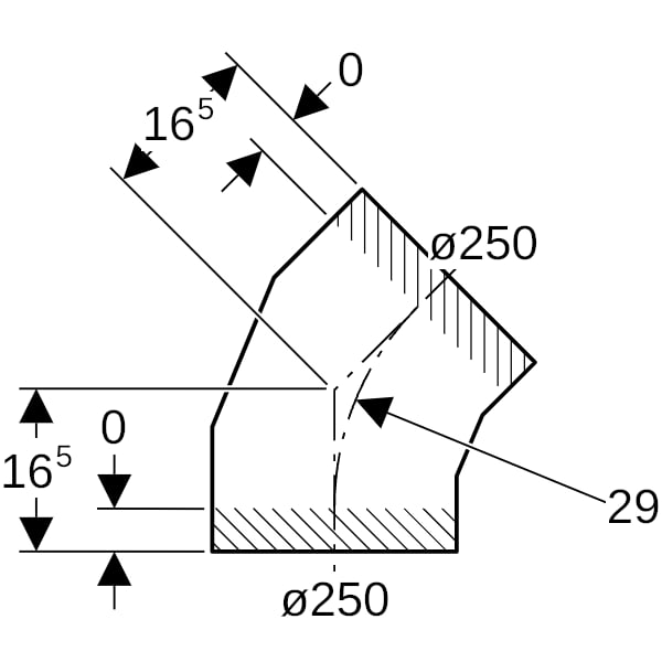 Geberit PE Segmentbogen 45Gr d250