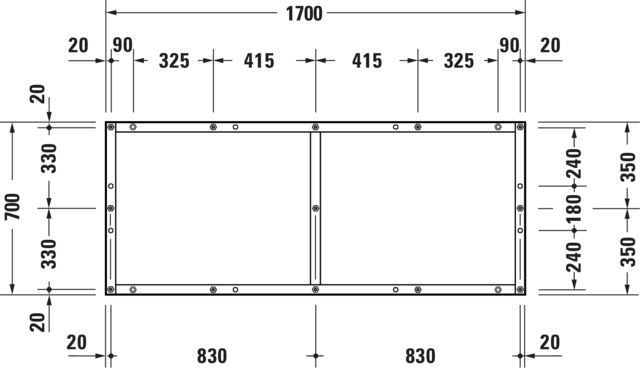 Duravit Fußgestell für Duschwanne Tempano 1700x700mm