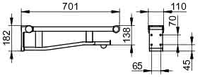 KEUCO SK-Griff WC Plan Care 34903, mit WC-PH, verchromt/lichtgrau, 700 mm