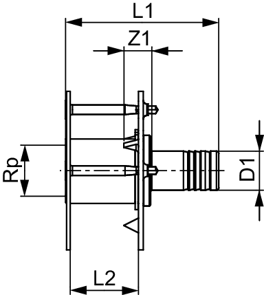 TECElogo-Push Universal-Wanddurchführung Dim. 16 x Rp 1/2", Rotguss/Si-Bronze