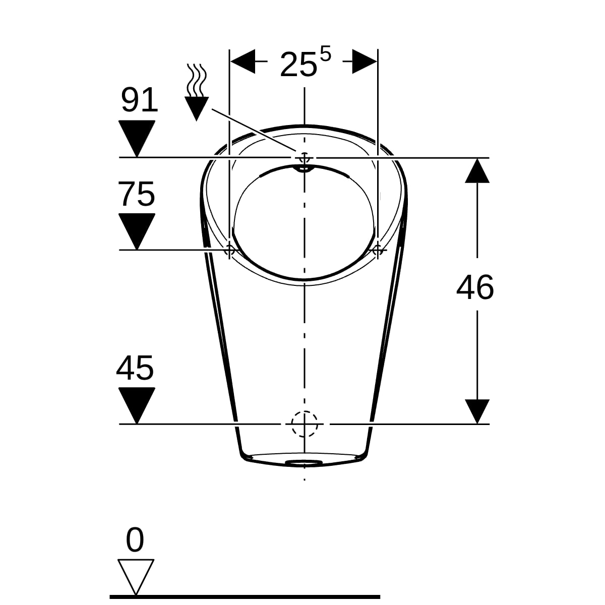 Geberit Renova M Urinal, Zulauf von hinten Abgang hinten od. unten, weiß, KeraTect