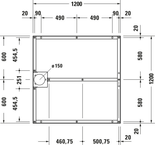 DU Fußgestell für Stonetto Duschwanne 1200x1200mm