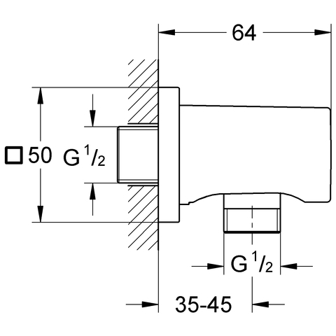 GROHE Wandanschlussbogen Rainshower 27076 mit Außengewinde chrom