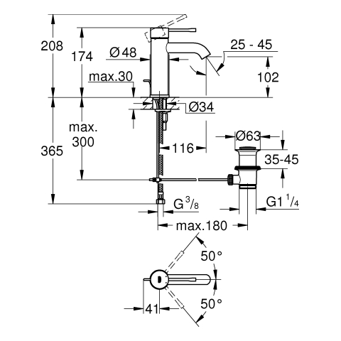 GROHE Einhand-Waschtischbatterie Essence 24171_1 S-Size hard graphite gebürstet
