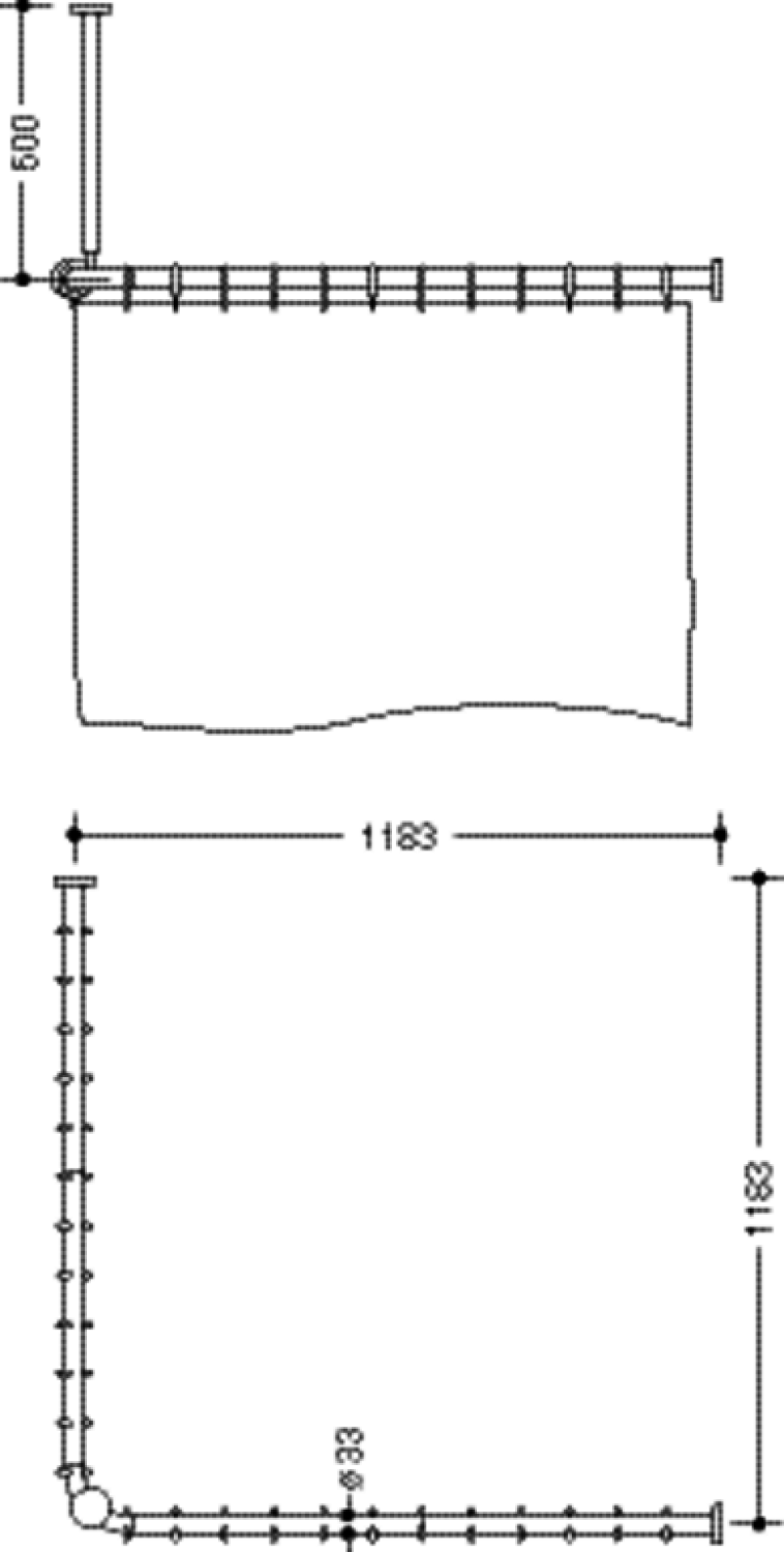 HEWI VH-Stange,matt,AM1/2:1183,kürzb., Deckenabh. A:500, DUVO Poly. signalweiß