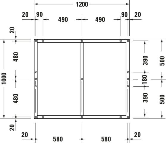 DU Fußgestell für Duschwanne Tempano 1200x1000mm